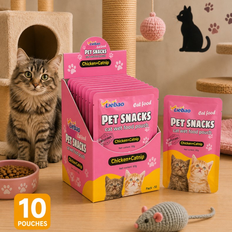 پوچ گربه با طعم مرغ و اسانس گربه (catnip)